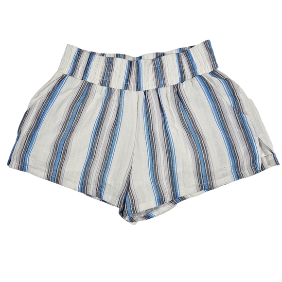 Vacate The Label Viscose Blend Linen Style Short, White/Blue Striped, Small - Picture 1 of 12